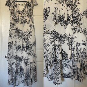 Christian Siriano Dress – Hawaiian Print Cream/Black – Size 10